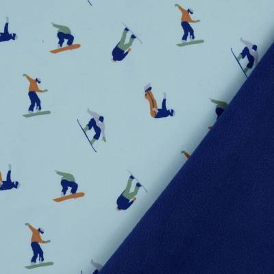 ANGEBOT!!! Softshell mit  Fleece-Abseite  Snowboarder hellblau ( 1m/7,-€ )
