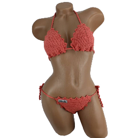 Bikini Damen gehäkelt coral Häkelbikini Spezialgarn