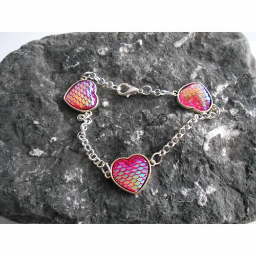 Meerjungfrau Herz, Armband versilbert, irisierend,