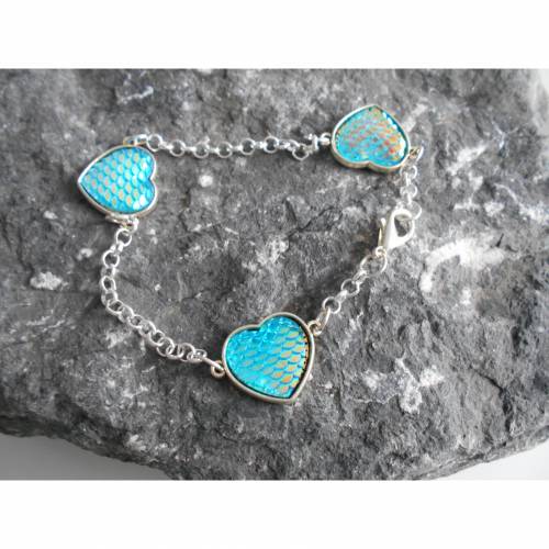 Meerjungfrau Herz, Armband versilbert, irisierend,