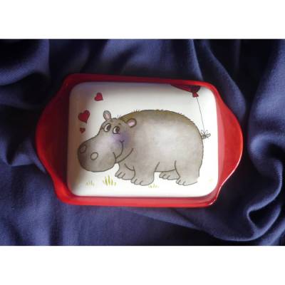 Butterdose mit einem verliebten Nilpferd Valentinstag,verliebte,