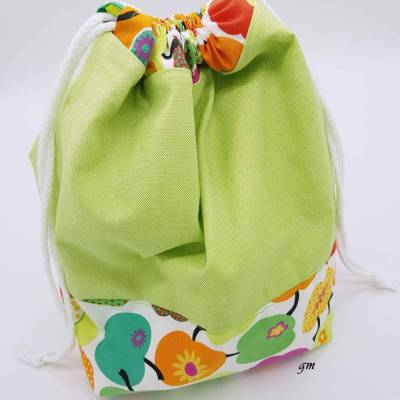 Grüner Stoffbeutel mit Zugband – Frühlingstasche für Osternest, Geschenke & Aufbewahrung