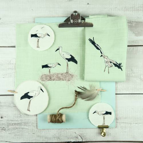 Stickdatei Set Störche im Nest