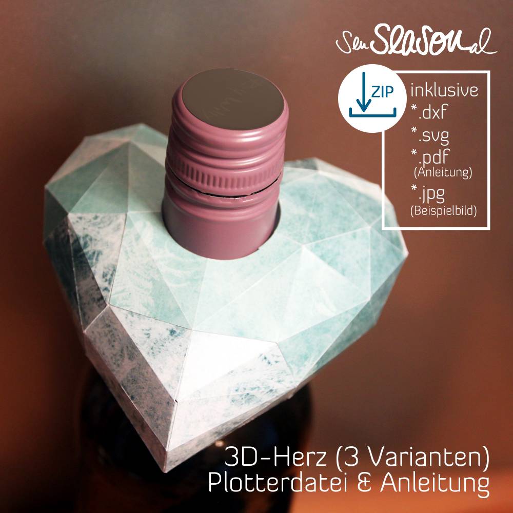 Dreidimensionales Herz, Plotter-Datei, Muttertagsgeschenk mit Herz, inklusive ausführlicher Anleitung, in svg und dxf Bild 10