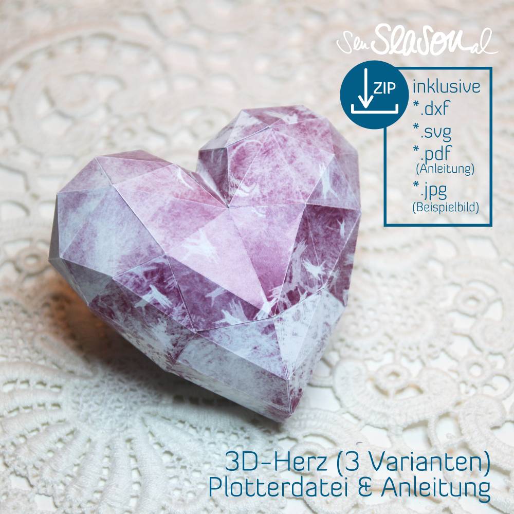 Dreidimensionales Herz, Plotter-Datei, Muttertagsgeschenk mit Herz, inklusive ausführlicher Anleitung, in svg und dxf Bild 2