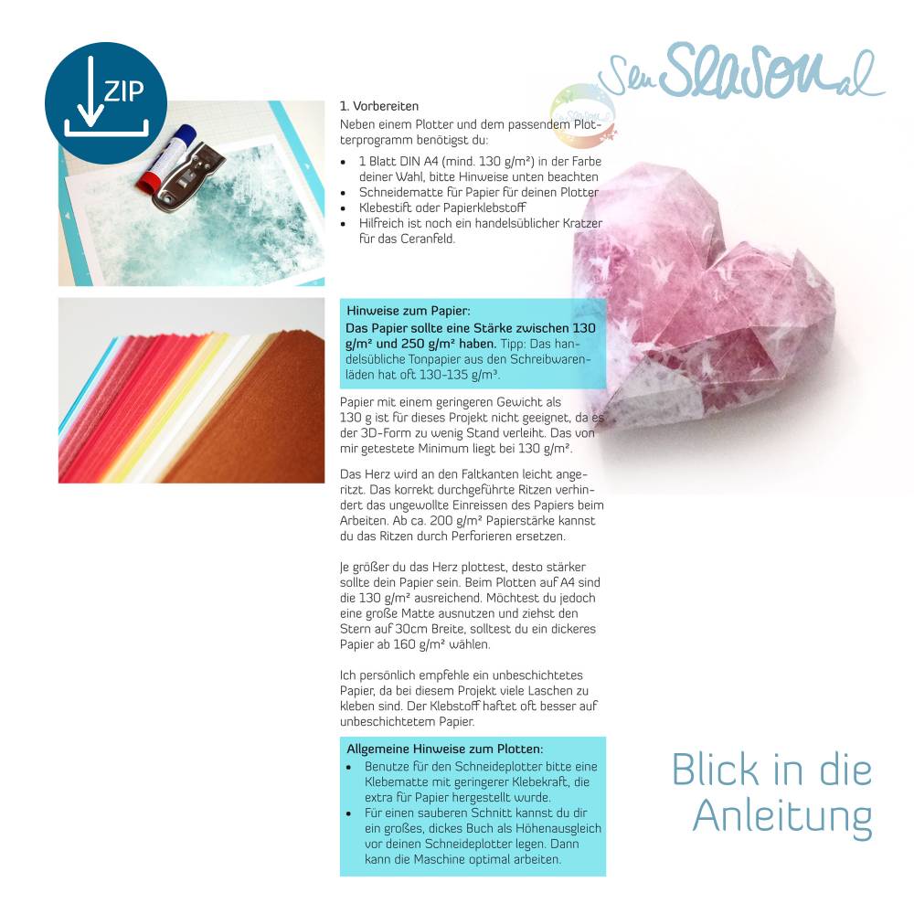 Dreidimensionales Herz, Plotter-Datei, Muttertagsgeschenk mit Herz, inklusive ausführlicher Anleitung, in svg und dxf Bild 3