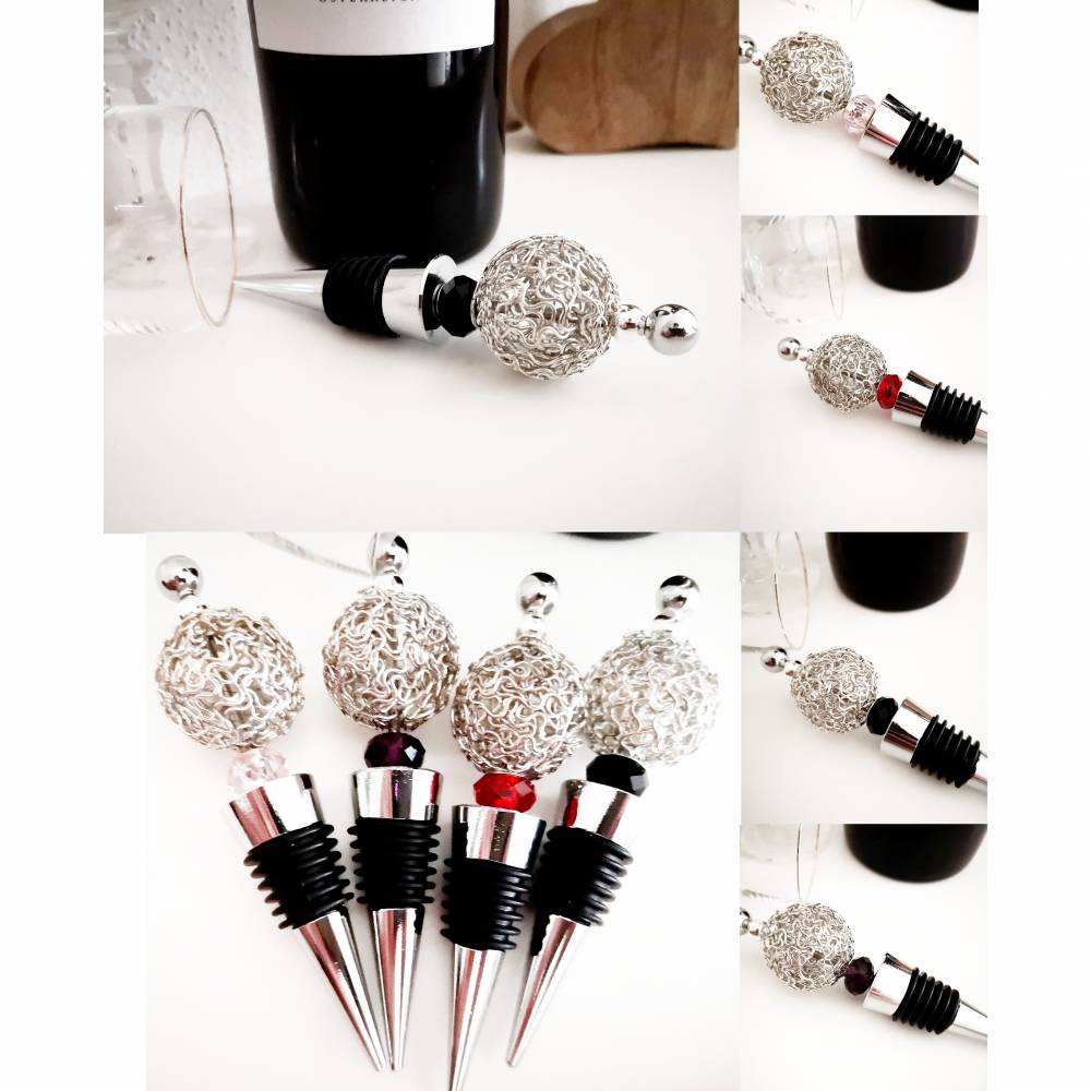 Flaschenverschluss , Zierkorken passend für alle Wein und Sektflaschen, Metall und Glas