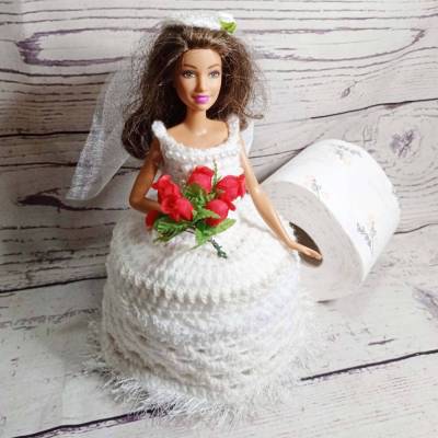 Klopapierhut, BRAUT, Puppe, Klorollenhut, gehäkelt, Hochzeit