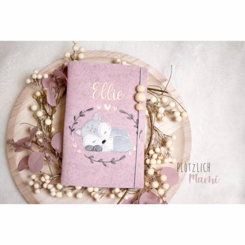 U-Hefthülle aus Wollfilz - Fuchs- personalisierbar