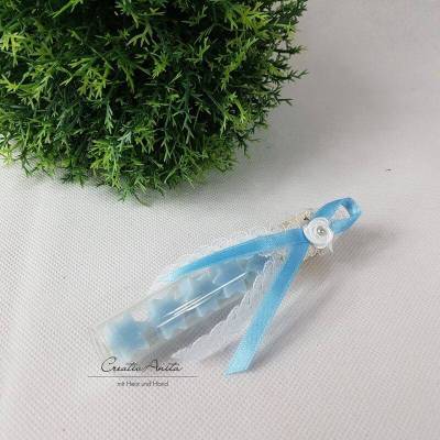 Gastgeschenk mit 5 Seifensterne i. Reagenzglas - EISBLUME - HELLBLAU Kundengeschenk, Babyparty, Weihnachtsgeschenk, Scha