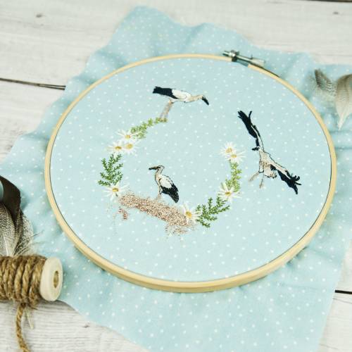 Stickdatei Set Störche im Kranz