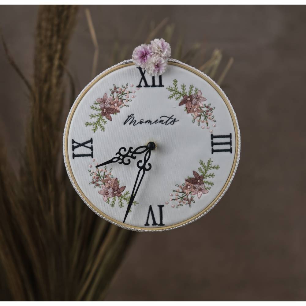 Stickdatei Ziffernblatt Anemonen Bild 1