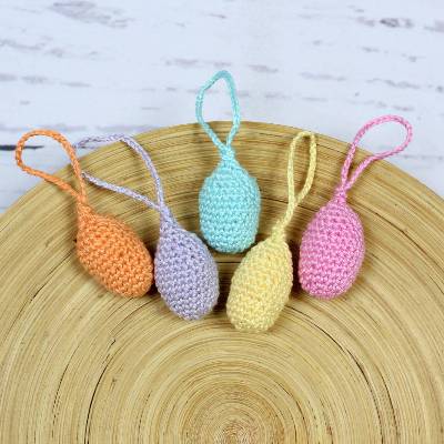 5er Set gehäkelte Ostereier zum Aufhängen ~ Ostern | Geschenkidee