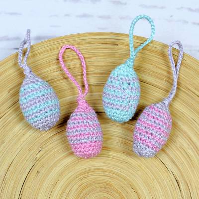 4er Set gehäkelte Ostereier zum Aufhängen ~ Ostern | Geschenkidee