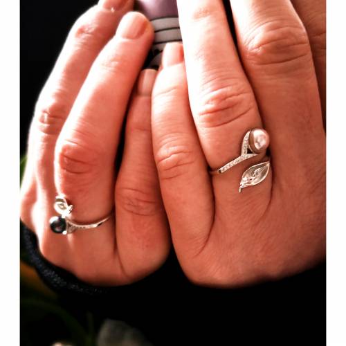 Ring, 925 Silber, Fingerring,mit Zuchtperle, größenverstellbar