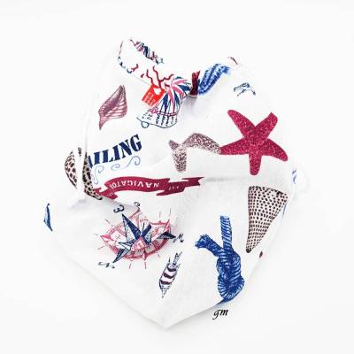 Stoffbeutel maritim – Geschenkverpackung wiederverwendbar, Unikat, 32x31 cm