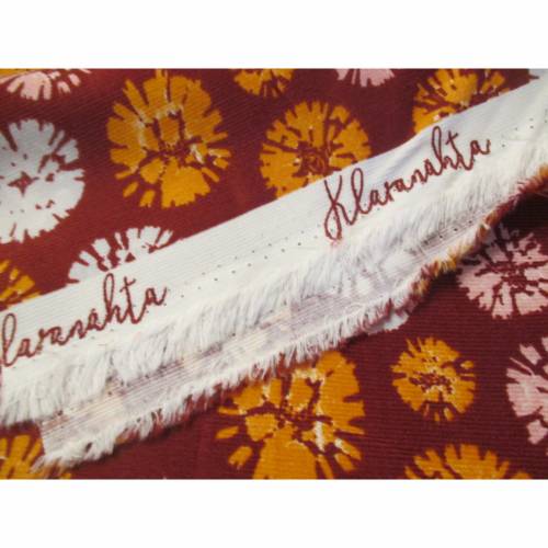 KLARANÄHTA Cord Feincord Baumwolle  Blumen rotbraun (1m/15,-€)