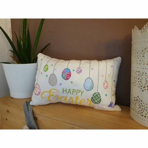 Happy Easter Konfetti Stickdatei in 5 Größen plus Bonus ITH Kissen