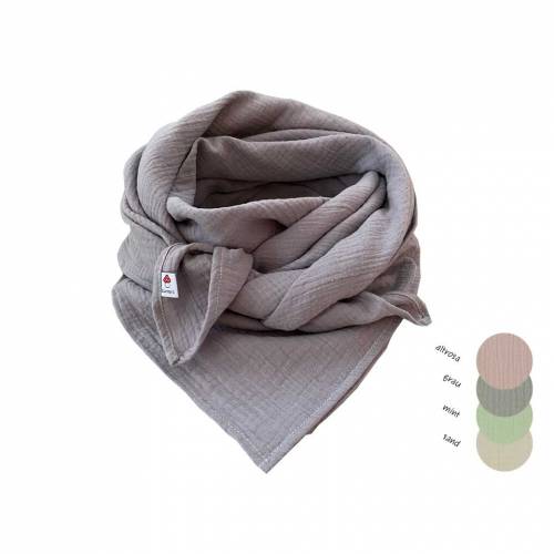 Musselintuch 130x1300 cm für Erwachsene / Musselin Halstuch / Stilltuch aus Musselin in grau