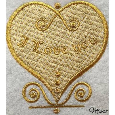 Stickdateien  *  I Love you   *  Herz mit Gitter - in 3 Größen - 10x10 - 13x15 - 16x18