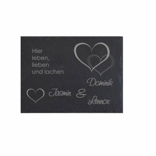  Türschild Familie Namensschild Schiefer Gravur Klingelschild Wohnen Wand Wanddekoration Hausschild Eingang schwarz grau