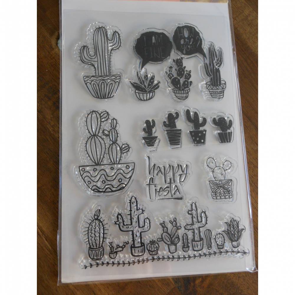 Clear Stempel Stamps Motiv Natur Mix Kaktus Kakteen Happy fiesta