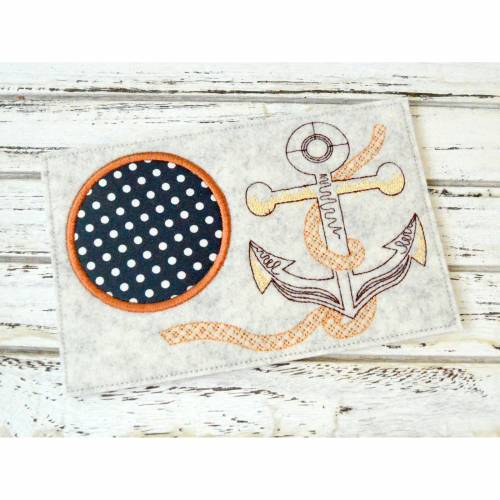 Stickdatei Untersetzer Anker mit Seil MugRug 13x18cm und 13x20cm
