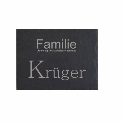  Türschild Familie Namensschild Schiefer Gravur Klingelschild Wohnen Wand Wanddekoration Hausschild Eingang schwarz grau