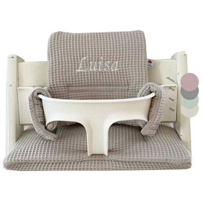 Hochstuhl Sitzbezug "Waffelpique" für Tripp Trapp Hochstuhl mit Namen, Sitzverkleinerung in sand