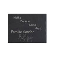Türschild Familie Namensschild Schiefer Gravur Klingelschild Wohnen Wand Wanddekoration Hausschild Eingang schwarz grau