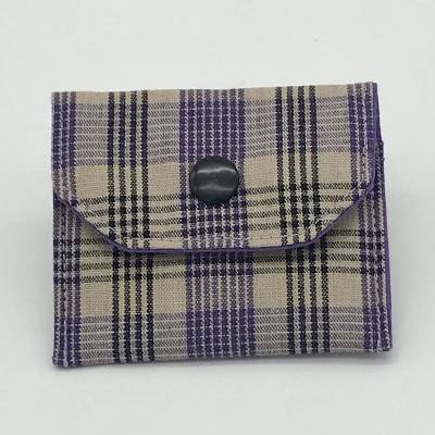 Tampontasche, Minibörse, Etui mit Karo-Muster in beige-lila-schwarz