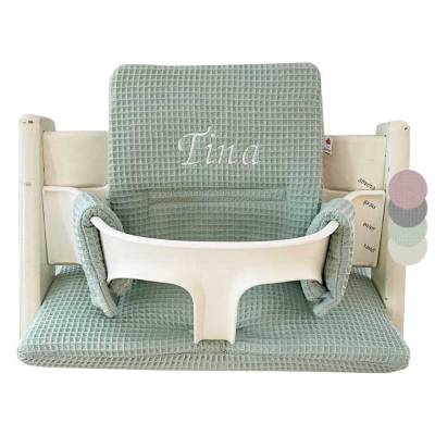 Hochstuhl Sitzbezug "Waffelpique" für Tripp Trapp Hochstuhl mit Namen, Sitzverkleinerung in mint