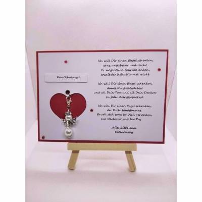 Valentinstagskarte - Schutzengelkarte, Karte mit abnehmbaren Schutzengel