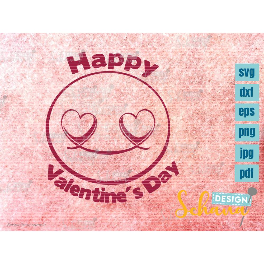Happy Valentines day Smiley SVG DXF eps png jpg pdf Plotterdatei Liebe fröhliches Emoji Liebe digistamp lasercut Bild 3