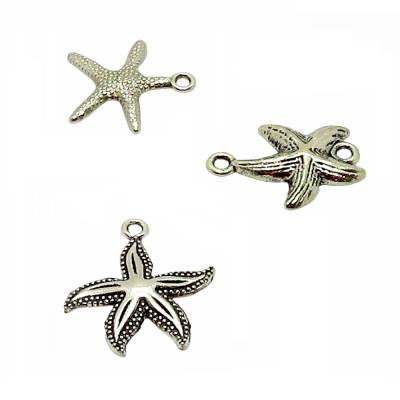 10 Anhänger/Verbinder Seestern Charms antik versilbert 20/23/26mm