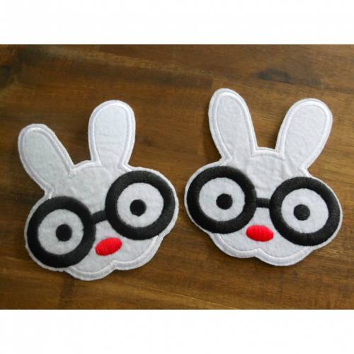 Großer Hase mit Brille Patch zum Aufbügeln