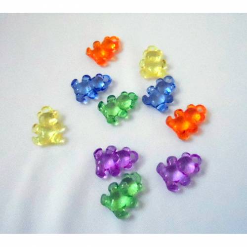 Anhänger Teddy Bär Acryl transparent 10 Stk. bunter Mix 20 mm