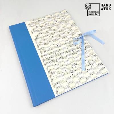 Notenmappe für 32,5 x 24 cm, Mappe mit Klappen, Füllhöhe 3 cm, laguneblau, Noten