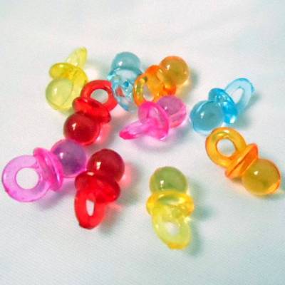 Anhänger Schnuller Acryl transparent 10 Stk. bunter Mix 20 mm