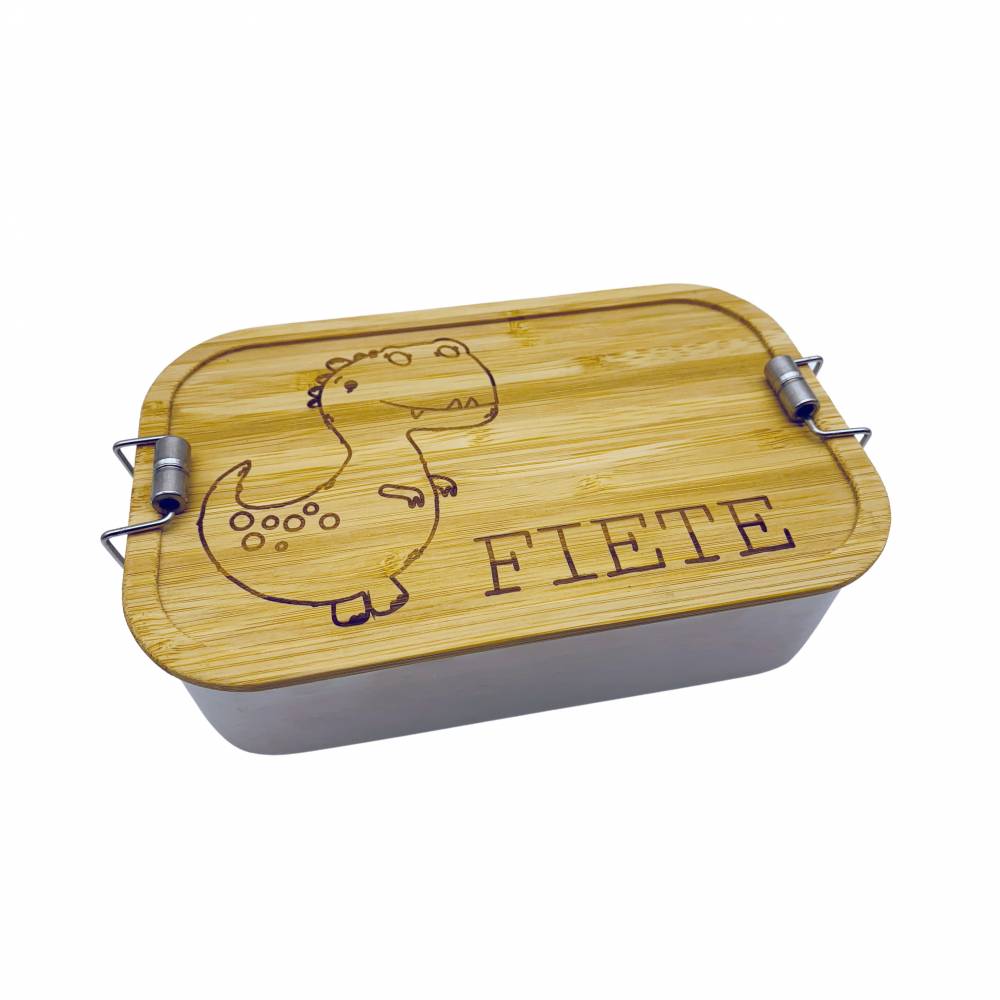Brotdose Brotbox Lunchbox Blechdose Name Kindergarten Bambus Deckel Kind  Taufe Weihnachten personalisiert Geschenk
