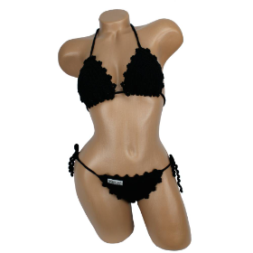 Bikini Damen gehäkelt schwarz Häkelbikini Spezialgarn