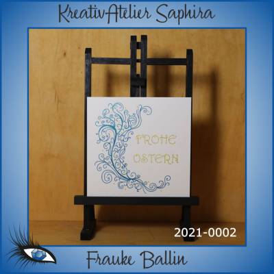 ►2021-0002◄ Karte quadratisch - OSTERN "Frohe Ostern + Schnörkel"