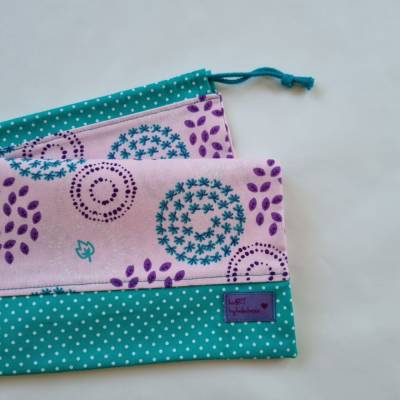 BUNTE BÄCKERTÜTE; in rosa-mint-lila BLÄTTER - groß - von he-ART by helen hesse