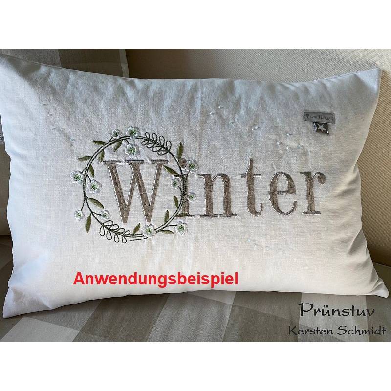 Monogramm  *  W  *  im Frühlings atemberaubendem Blumenkranz - Stickdateien in 5 Größen Bild 3