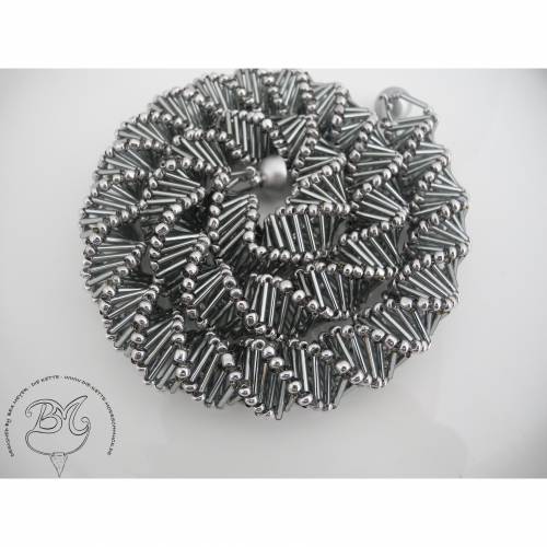Collier Kette breit  silber glänzend
