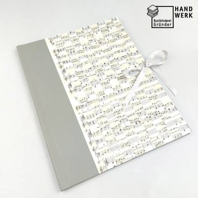 Notenmappe für 32,5 x 24 cm, Mappe mit Klappen, Füllhöhe 3 cm, hell-grau, Noten