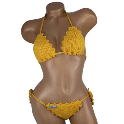 Bikini Damen gehäkelt mais-gelb Häkelbikini Spezialgarn