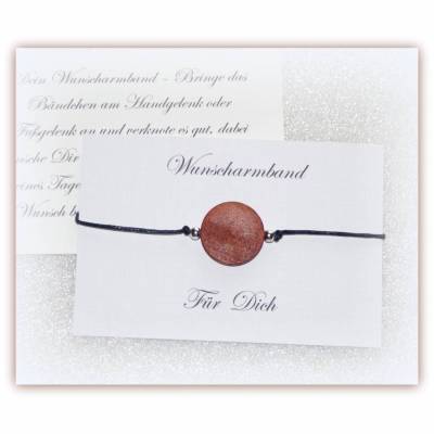 Wunscharmband Holzscheibe, Freundschaftsbändchen auch für den Mann