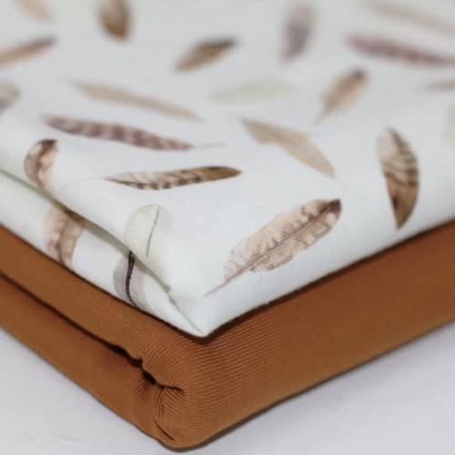 ab 50cm Federn Jersey Stoff - Feder Druckstoff