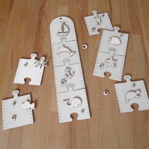 Puzzle Messlatte "Meeresrauschen" aus Holz 